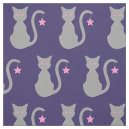 Grått Cat Fabric Tyg