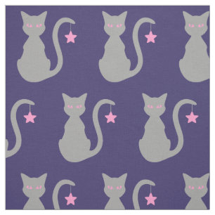 Grått Cat Fabric Tyg