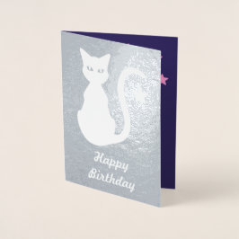 Grått Cat Foil Birthday Card Folierat Kort