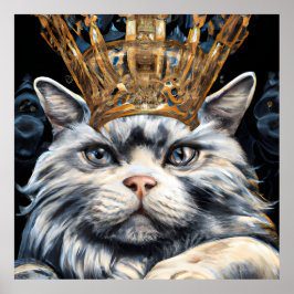 Grått Cat i Krona Poster