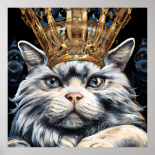 Grått Cat i Krona Poster