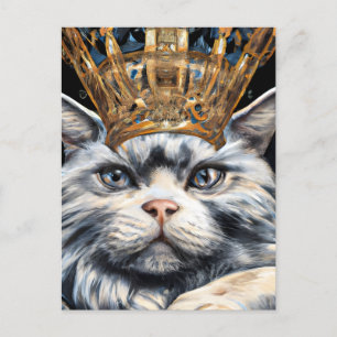 Grått Cat i Krona Vykort