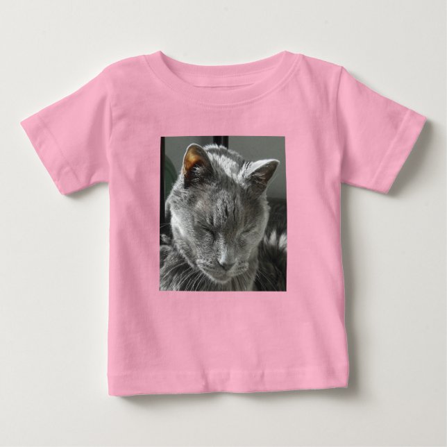 Grått Cat Infant Creeper Onsie Tee Shirt (Framsida)