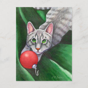 Grått Cat jul Ornament Helg Vykort