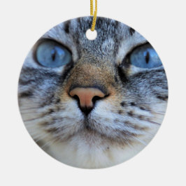 Grått Cat Julgransprydnad Keramik