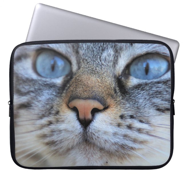 Grått Cat Laptop Fodral (Framsidan)