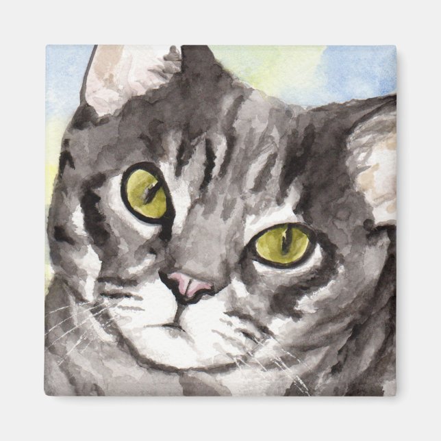 Grått Cat Magnet (Framsidan)