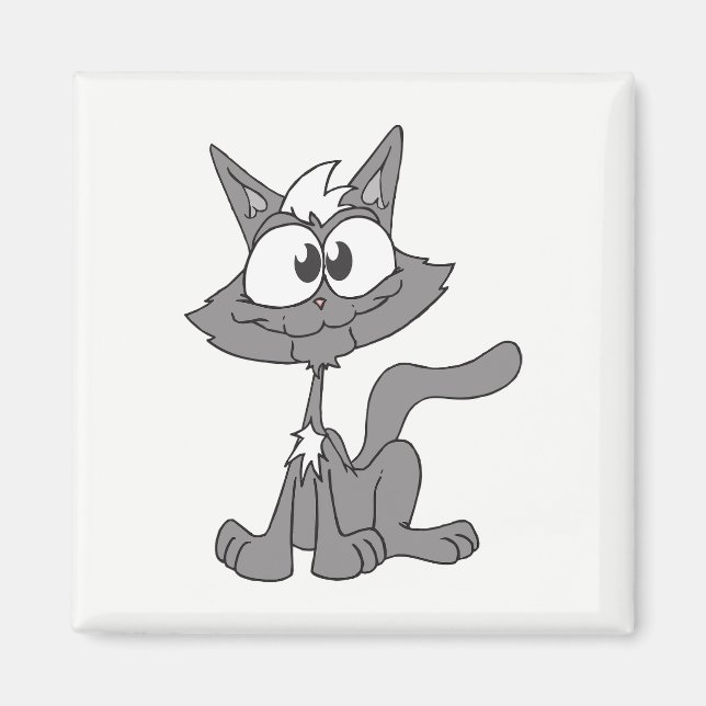 Grått Cat Magnet (Framsidan)