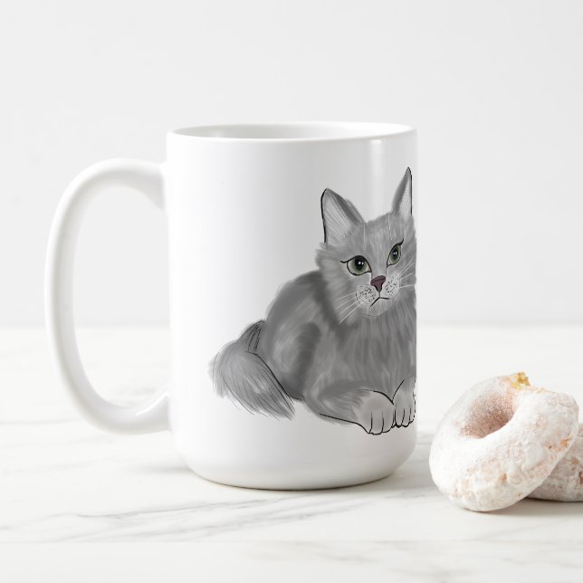 Grått Cat Mamma Kaffemugg (Med munk)