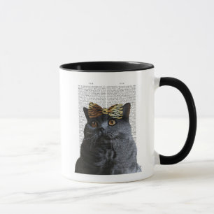 Grått Cat med Leopard Bow Mugg