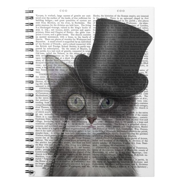 Grått Cat med Top hat Anteckningsbok (Framsidan)
