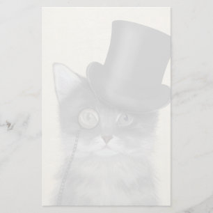 Grått Cat med Top hat Brevpapper