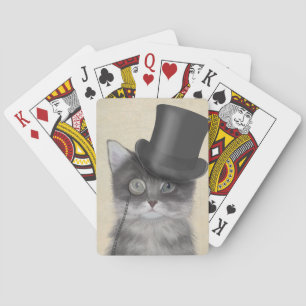 Grått Cat med Top hat Casinokort