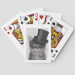 Grått Cat med Top hat Casinokort