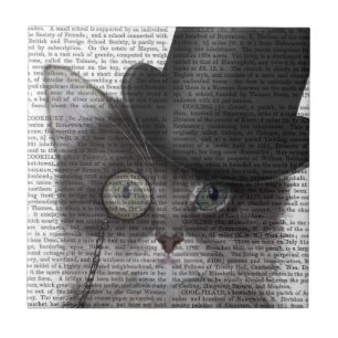 Grått Cat med Top hat Kakelplatta