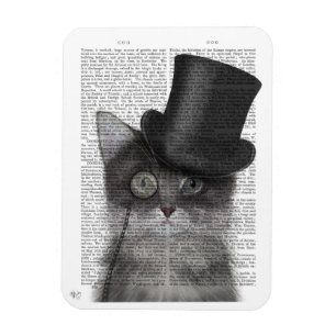 Grått Cat med Top hat Magnet