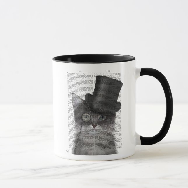 Grått Cat med Top hat Mugg (Höger)