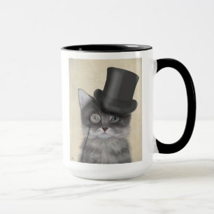 Grått Cat med Top hat Mugg