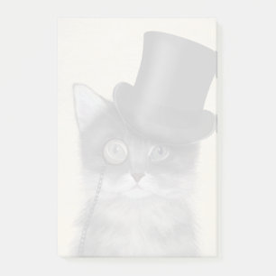 Grått Cat med Top hat Post-it Block
