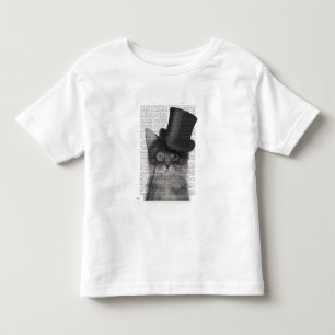 Grått Cat med Top hat T Shirt