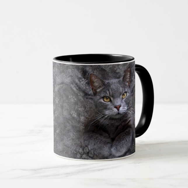 Grått Cat Mugg (Framsida höger)