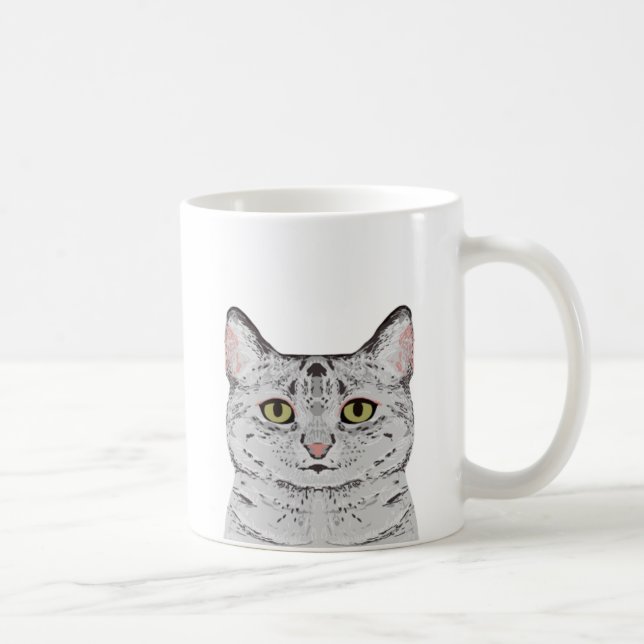 Grått Cat Mugg - söt katt mugg (Höger)