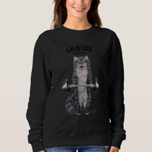 Grått Cat-muskelträning viktningsförmåga i T Shirt