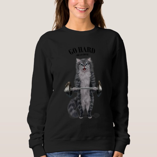 Grått Cat-muskelträning viktningsförmåga i T Shirt (Framsida)
