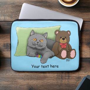 Grått Cat-Nalle Laptop Fodral