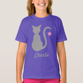 Grått Cat Namn T-Shirt (barn)