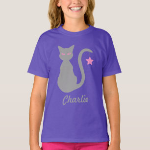 Grått Cat Namn T-Shirt (barn)