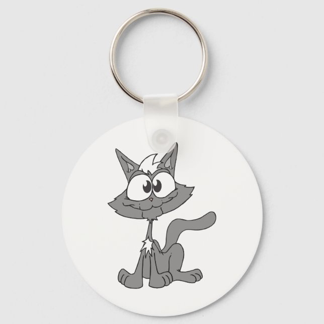 Grått Cat Nyckelring (Framsida)
