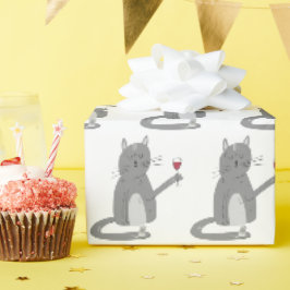 Grått Cat och mus med Vin Presentpapper