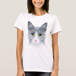 Grått Cat porträtt 611 T Shirt