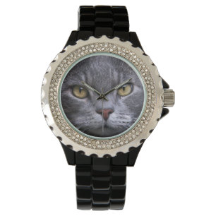 Grått Cat Porträtt Armbandsur