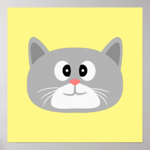 Grått Cat Poster