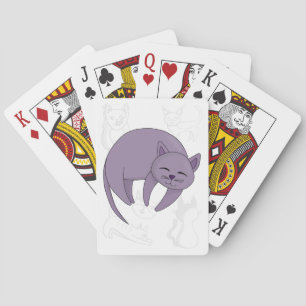 Grått Cat Sleeping och Kitten Doodles Duvet Cover Casinokort