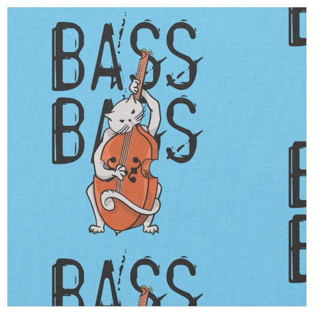 Grått Cat som spelar en Dubbla Bass eller Cello Tyg (Närbild)