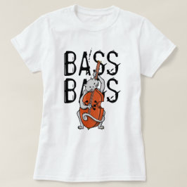 Grått Cat som spelar upp en Dubbla Bass eller uppr T Shirt