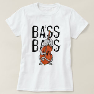 Grått Cat som spelar upp en Dubbla Bass eller uppr T Shirt