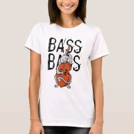 Grått Cat som spelar upp en Dubbla Bass eller uppr T Shirt