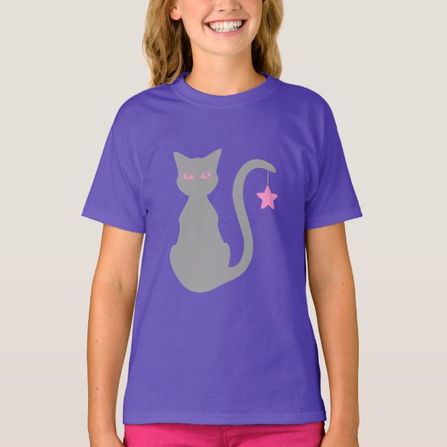 Grått Cat T-Shirt (barn) (Framsida)
