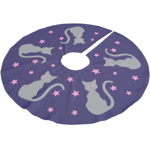 Grått Cat Träd Skirt Julgransmatta Borstad Polyester (Vinklad)