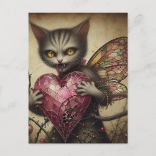Grått Cat Vampire Fairy Rosa Heart Brambles Vykort