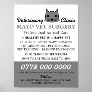 Grått Cat, veterinär, veterinär, veterinär, Advert Poster