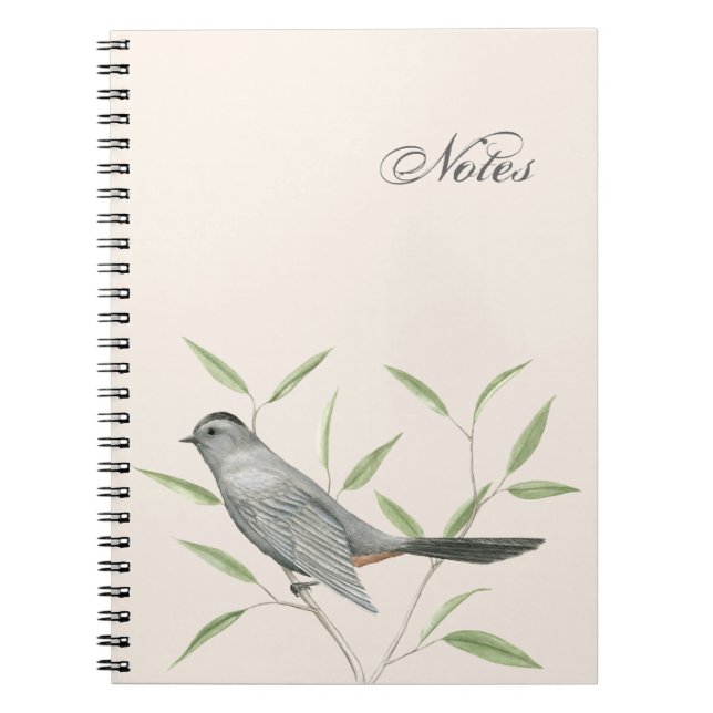 Grått Catbird Anpassade Bird Art Notebook Anteckningsbok (Framsidan)