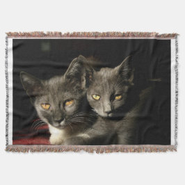 Grått Cats Photo Throw Blanket Filt