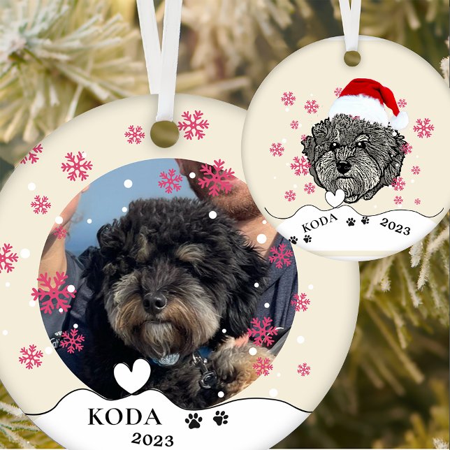 Grått Cavoodle Hund Personlig Hand Teckning Julgransprydnad Keramik (Skapare uppladdad)
