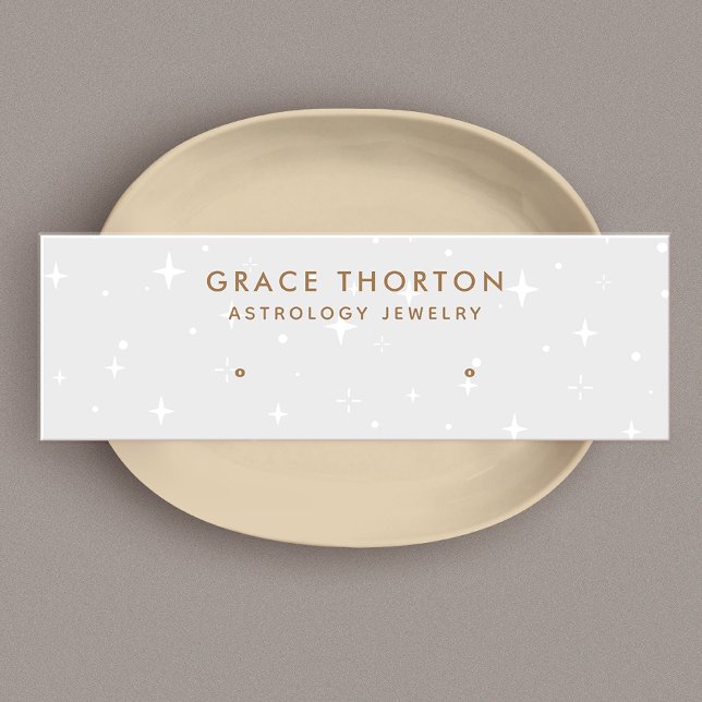 Grått Celestial Stars Stud Earring Visning Card Mini Visitkort (Skapare uppladdad)