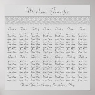 Grått Celtic Knot Wedding Reception Sittschema Poster